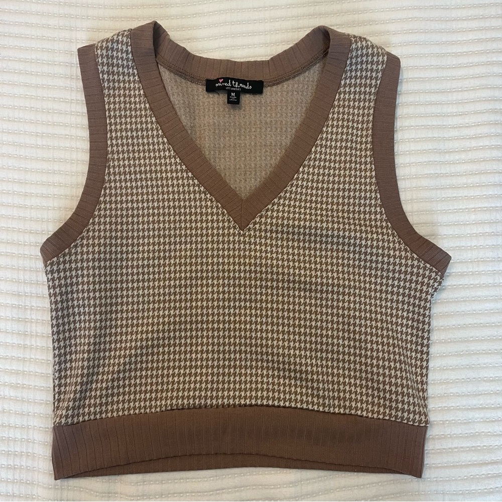 Brown & White Knit Tank